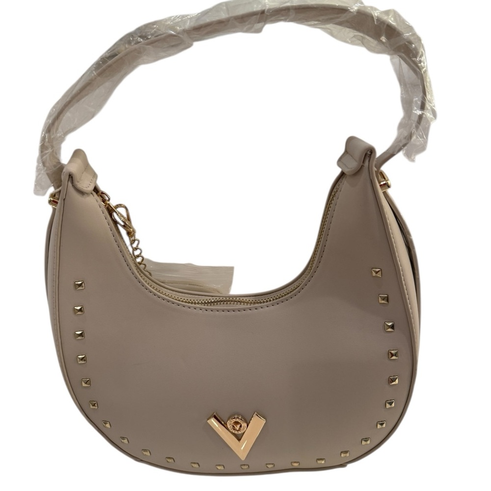 Valentino Orlandi Beige Shoulder Bag with Gold Accents